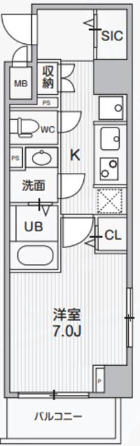 ALIVIS中野(1K/2階)の間取り写真