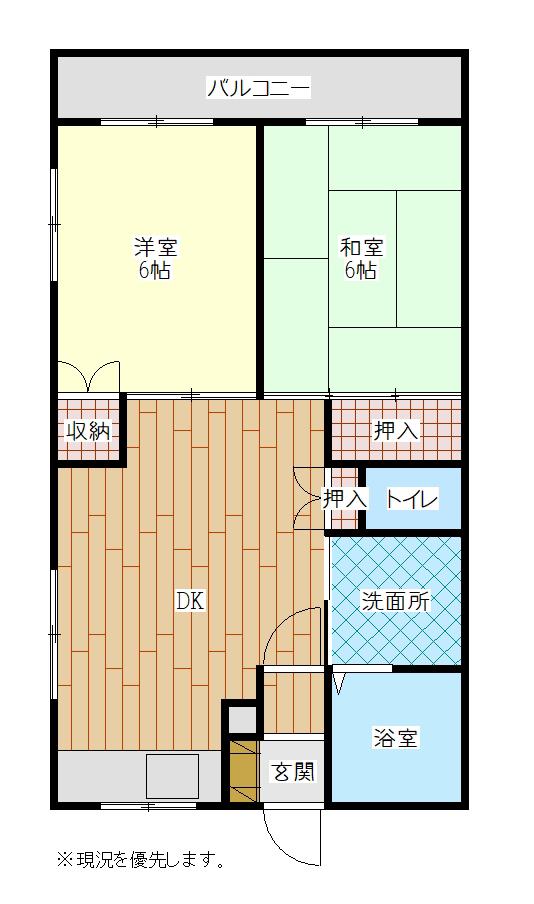 ベーシック緑(2DK/3階)の間取り写真