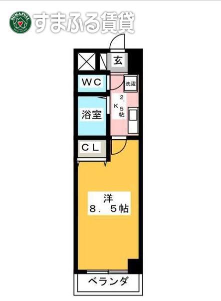 A・CITY朝日町(1K/5階)の間取り写真
