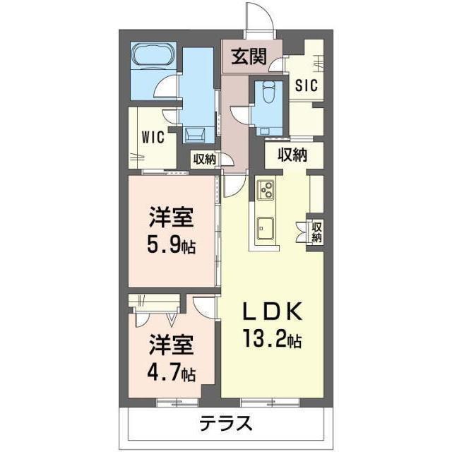 アウトリガー(2LDK/1階)の間取り写真