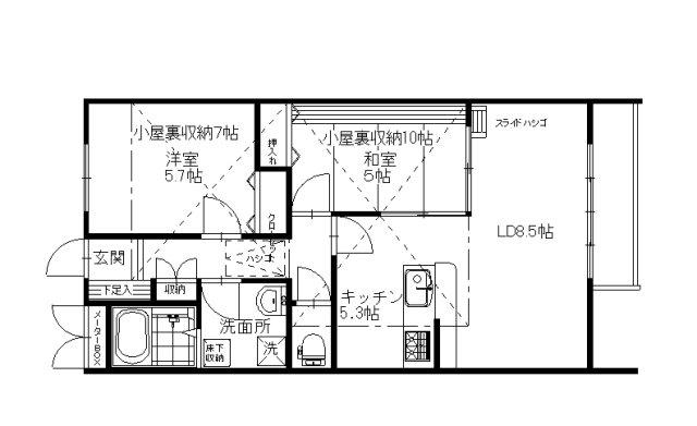 フェリーチェ桜ヶ丘(2LDK/1階)の間取り写真