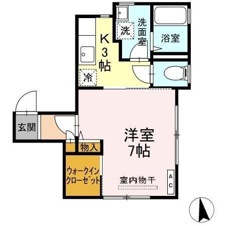 グリーンフィールドII(1K/1階)の間取り写真