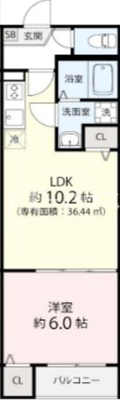 グレアス船橋(1LDK/3階)の間取り写真