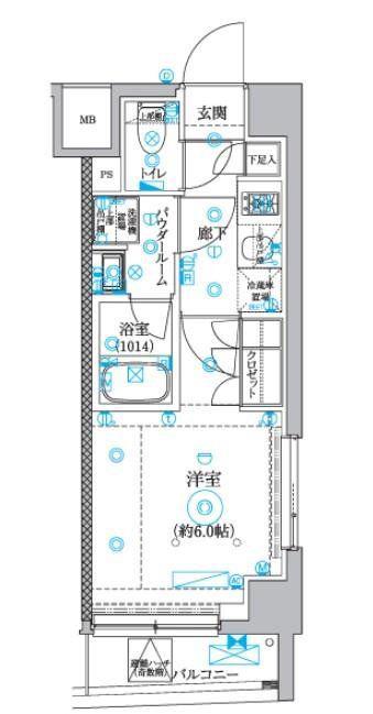 セジョリ横浜睦町(1K/2階)の間取り写真