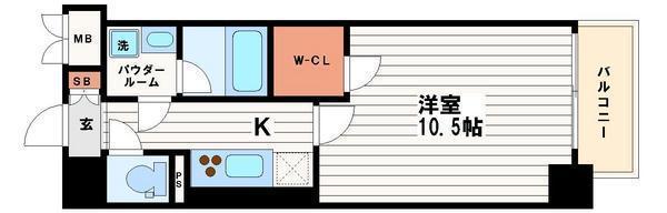 BROU上町台(1K/7階)の間取り写真