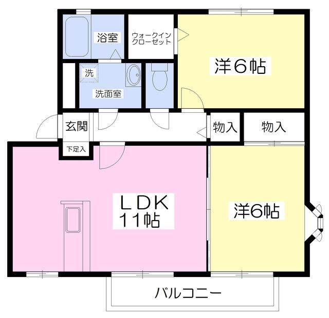 フォレスト・ガーデンB館(2LDK/1階)の間取り写真