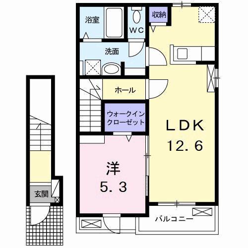 ルミエール古庄I(1LDK/2階)の間取り写真