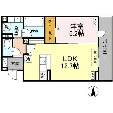 THE STATELY 子安町(1LDK/3階)の間取り写真