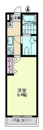 AKマンションV(1K/1階)の間取り写真