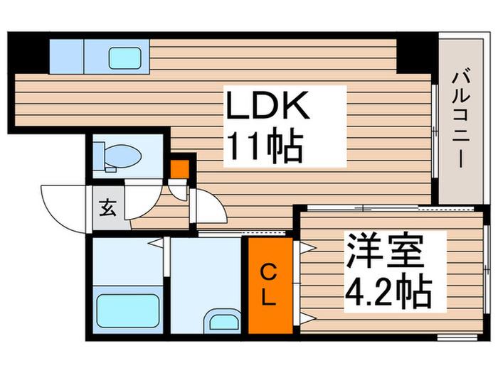 パークフロント清華亭(1LDK/3階)の間取り写真