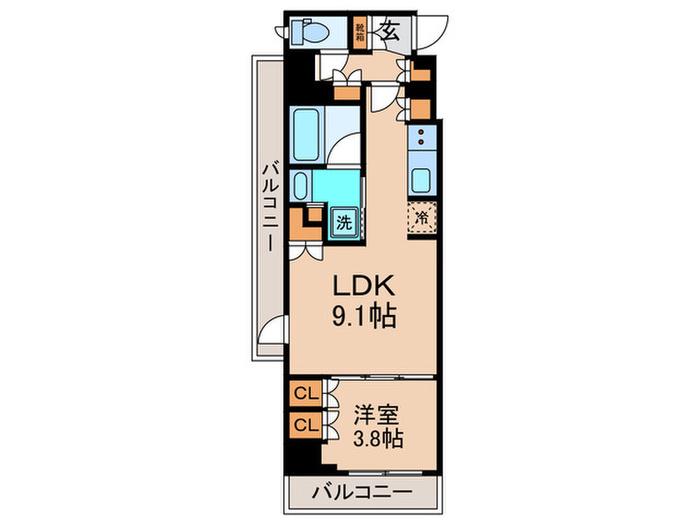 ラティエラ武蔵小杉(1LDK/3階)の間取り写真