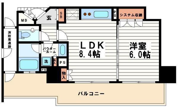 アップルタワー大阪谷町(1LDK/9階)の間取り写真