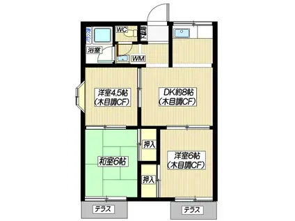 サンハイツ片瀬(3DK/1階)の間取り写真