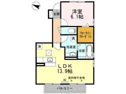 ヴィラソレイユ B(1LDK/1階)の間取り写真