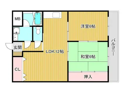 タイハイツ焼田(2LDK/2階)の間取り写真