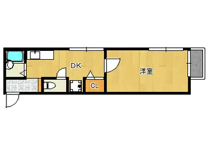 メゾン・ド・葵(1DK/2階)の間取り写真