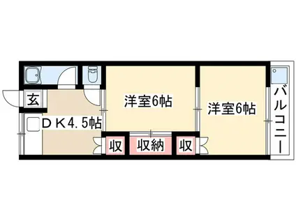 弥生荘(2DK/1階)の間取り写真