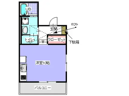 フィーネス弐番館(ワンルーム/1階)の間取り写真