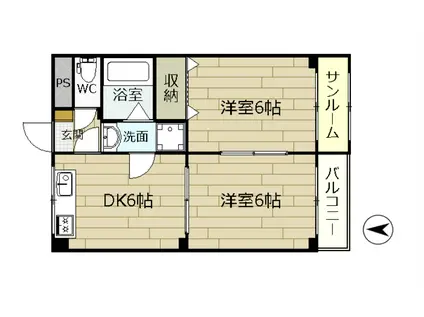 パルティールM&M(2DK/1階)の間取り写真