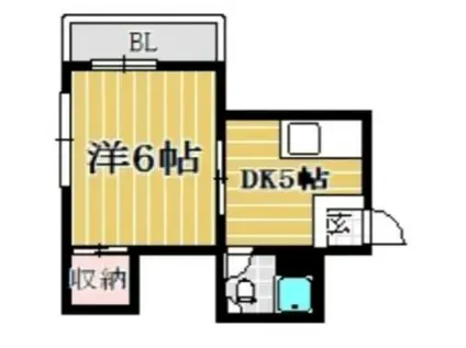 オリンダビレッジ薬院(1DK/1階)の間取り写真