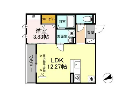 D-ROOMT.MII(1LDK/2階)の間取り写真