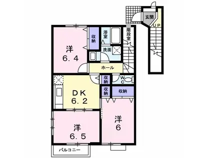 ＪＲ大村線 竹松駅 徒歩12分 2階建 築25年(3DK/2階)の間取り写真