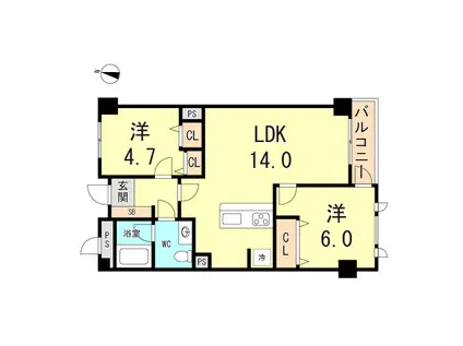 プリオーレ武庫之荘(2LDK/2階)の間取り写真