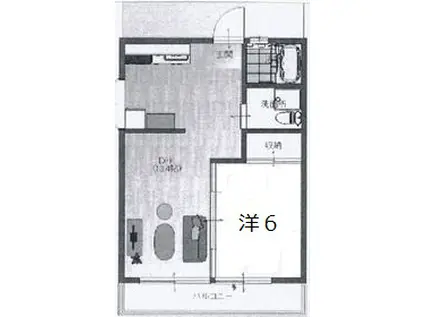 第3岡村ビル(1LDK/1階)の間取り写真