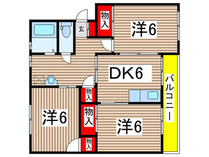 コーポタンノ1(3DK/1階)の間取り写真