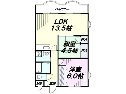 コンフォート榮(2LDK/4階)の間取り写真