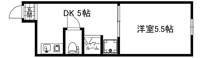 寿ビル(1DK/4階)の間取り写真