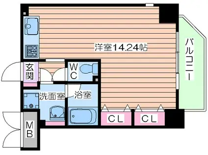 クレグラン北梅田(ワンルーム/4階)の間取り写真