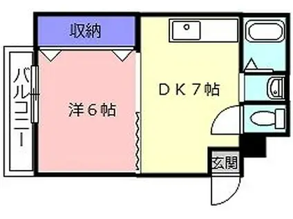 シティースイート西大寺P-3(1DK/2階)の間取り写真
