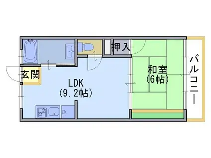 小池マンション北棟(1LDK/3階)の間取り写真