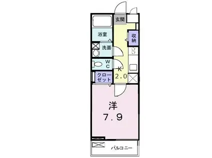 クリークスクエア(1K/1階)の間取り写真