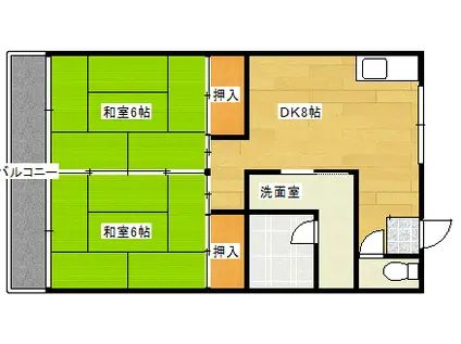 香川ビル(2DK/2階)の間取り写真