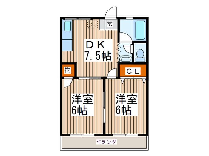 中村ハイツ(2DK/1階)の間取り写真