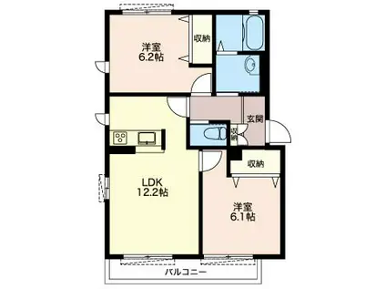 プロヌーブ寿町(2LDK/1階)の間取り写真