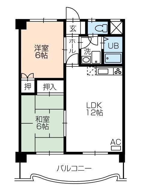 フィオーレ豊橋(2LDK/6階)の間取り写真
