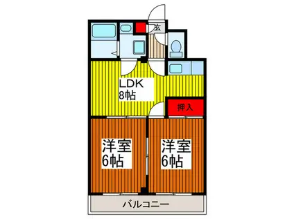 グリーン・セピア(2LDK/3階)の間取り写真