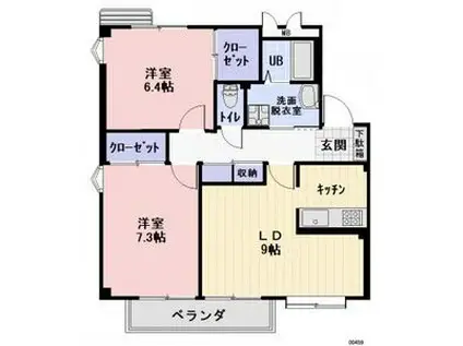 GREENHOUSE万場山(2LDK/2階)の間取り写真