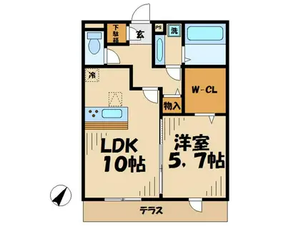 パストラル(1LDK/1階)の間取り写真