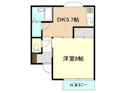 ビューハイツ善(1DK/1階)の間取り写真