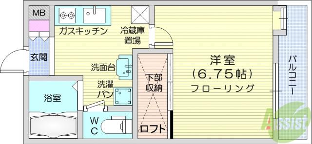 メゾンドα(1K/2階)の間取り写真
