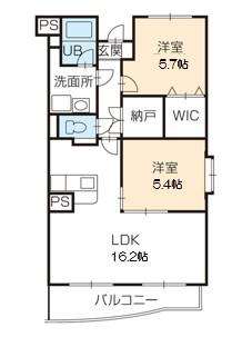 エムロード(2LDK/3階)の間取り写真