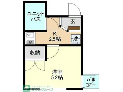 プラザマリーナ相模原(1K/1階)の間取り写真