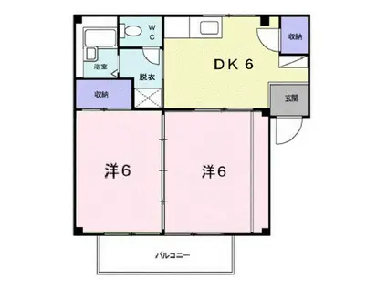 コーポ サンスカイ2(2DK/2階)の間取り写真