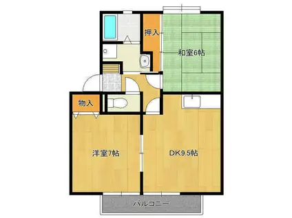 サンガーデンIWAI D(2LDK/1階)の間取り写真