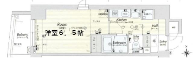 ラナップスクエア阿波座(1K/2階)の間取り写真