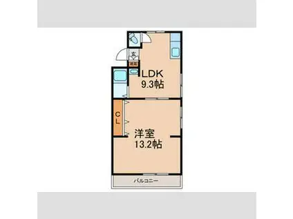 サンライズ藤井寺(1LDK/2階)の間取り写真